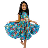 Blue Daisy Frills Cotton Frock