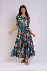 Green Flowing Feel Good Georgette Dress