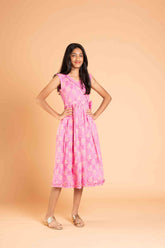 Frills And Bow Pattern Pink Frock