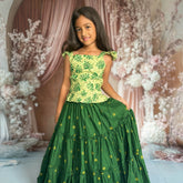 Cotton Green Lehenga and Crop top