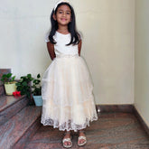 Beaded waistline cream dress with head band