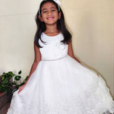Creamy crystal net embroidery dress head band