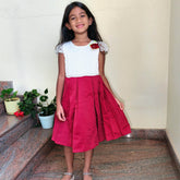 Red and white party dress