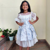 Royal net Blue dress with handbag