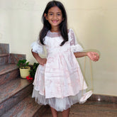 Royal net Pink dress with handbag