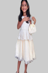 Princesses Cream party dress with hand bag and head band