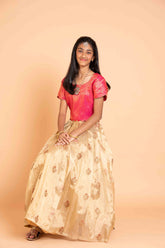 Gold tissue Lehenga