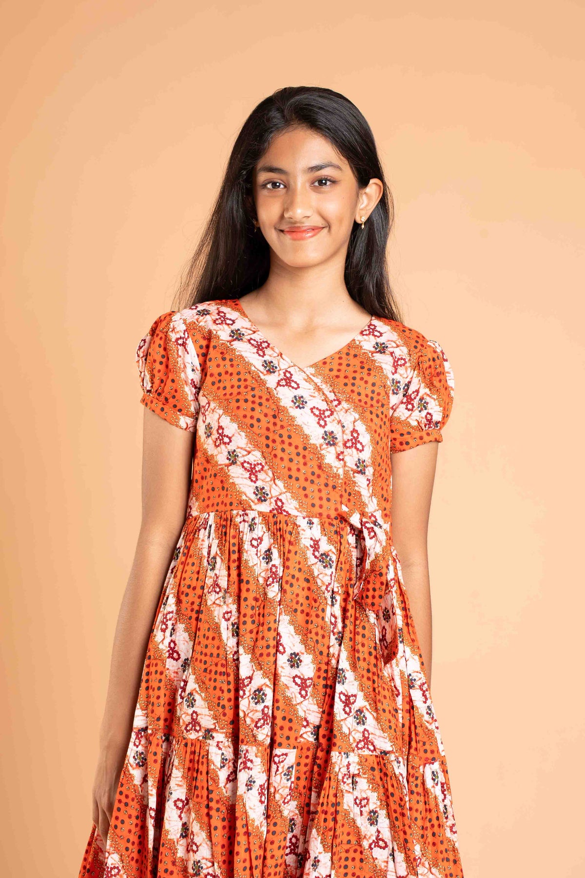 Patterned Frock with a Bow