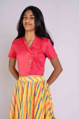 georgette rainbow Lehanga and crop top