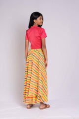 georgette rainbow Lehanga and crop top