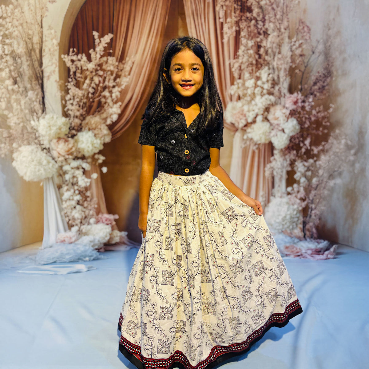 Fusion Style Cotton Crop Top and Lehenga