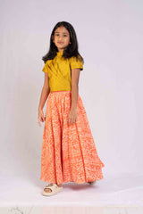 Fusion Style Cotton Crop Top and Lehenga