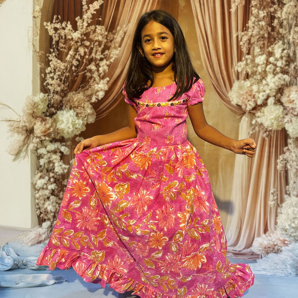Pretty Pink Cotton Lehenga and Crop Top