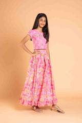 Pretty Pink Cotton Lehenga and Crop Top