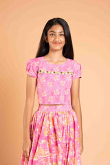Pretty Pink Cotton Lehenga and Crop Top