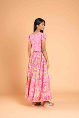 Pretty Pink Cotton Lehenga and Crop Top