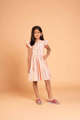 Elegant Vertical Line Design Cotton Dress