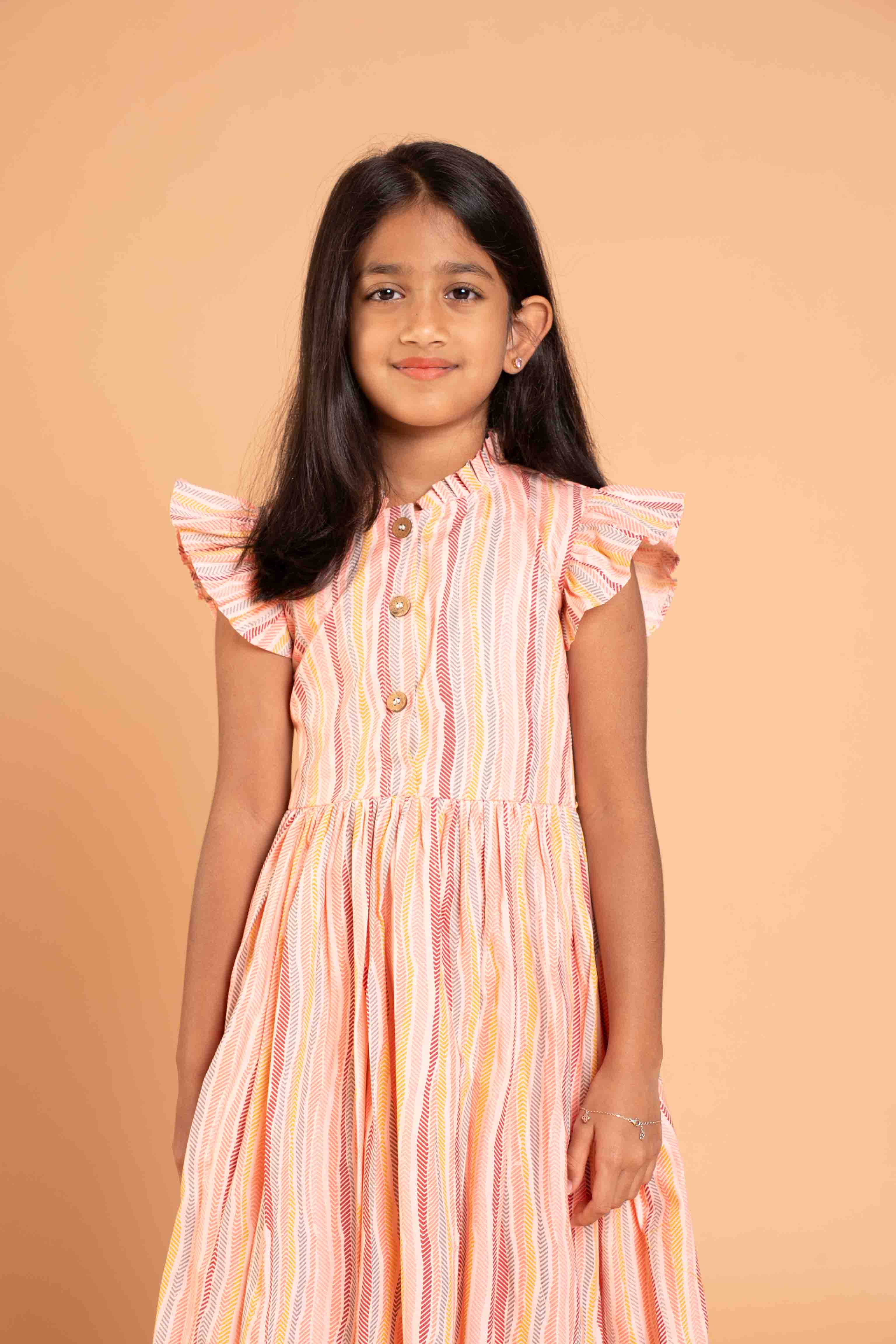 Elegant Vertical Line Design Cotton Dress Indian Triangle Attire Elegant Vertical Line Design Cotton Dress Indian Triangle Attire