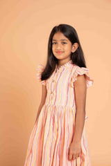 Elegant Vertical Line Design Cotton Dress