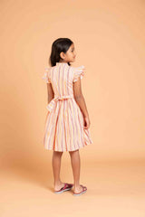 Elegant Vertical Line Design Cotton Dress