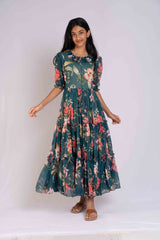 Green Flowing Feel Good Georgette Dress