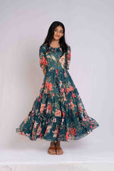 Green Flowing Feel Good Georgette Dress