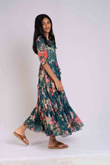 Green Flowing Feel Good Georgette Dress