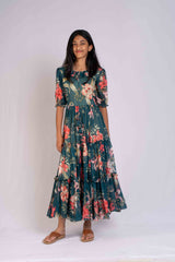Green Flowing Feel Good Georgette Dress