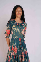 Green Flowing Feel Good Georgette Dress