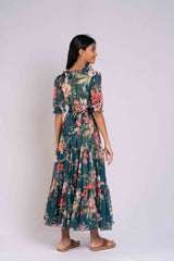 Green Flowing Feel Good Georgette Dress