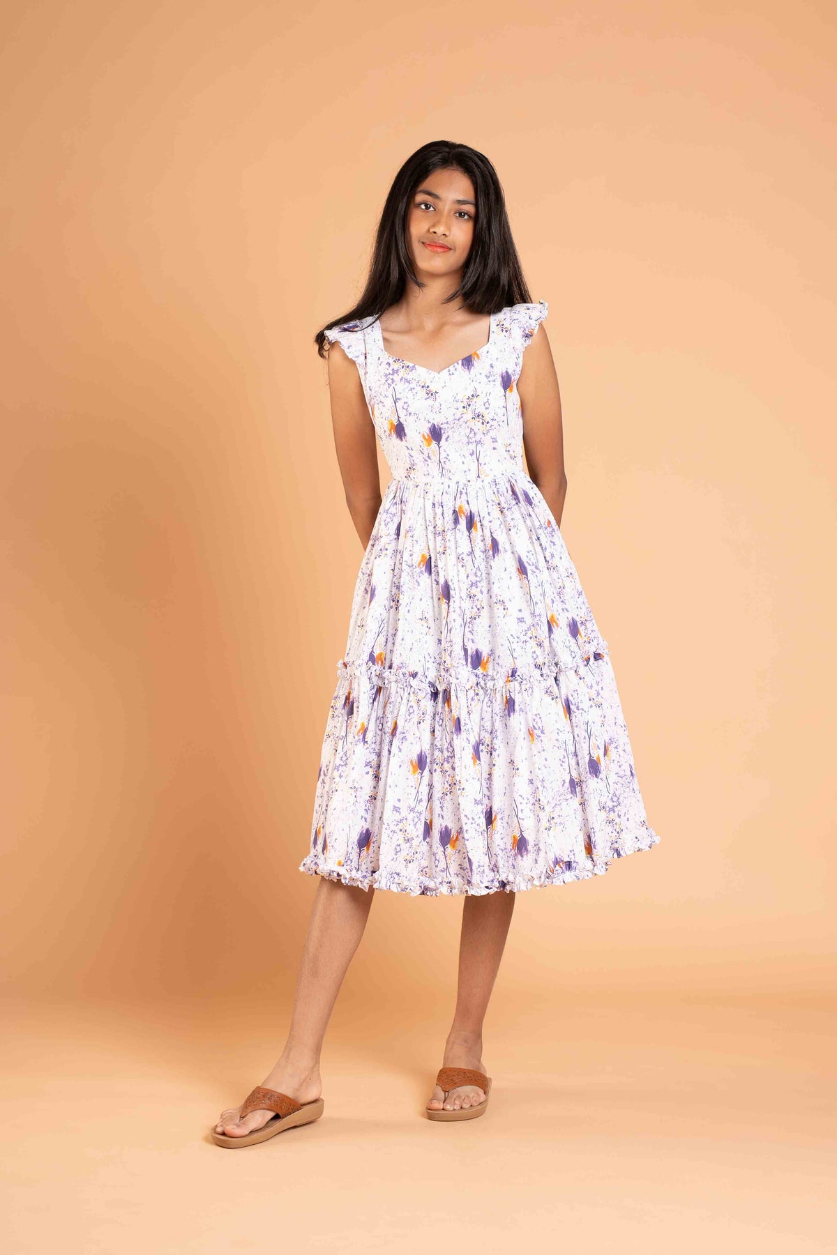 White Double Frills Sweet Heart Dress