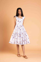 White Double Frills Sweet Heart Dress