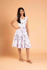 White Double Frills Sweet Heart Dress
