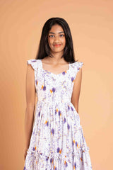 White Double Frills Sweet Heart Dress