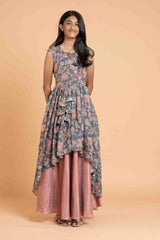 Glitter Glam Grey and Shade of Pink Dress