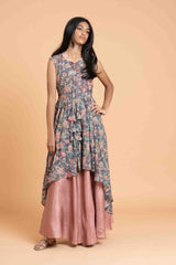 Glitter Glam Grey and Shade of Pink Dress