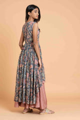 Glitter Glam Grey and Shade of Pink Dress