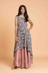 Glitter Glam Grey and Shade of Pink Dress