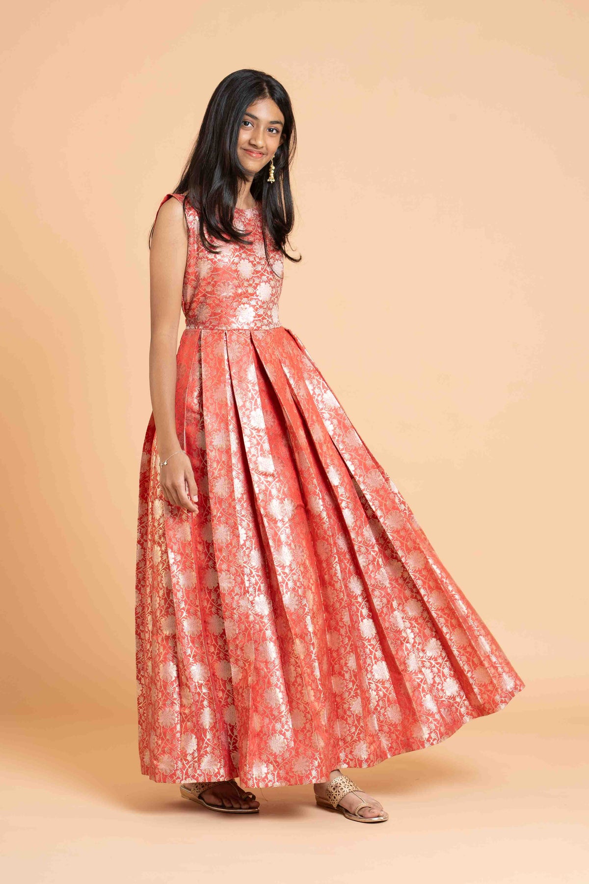 Red Banaras Long Frock