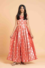 Red Banaras Long Frock