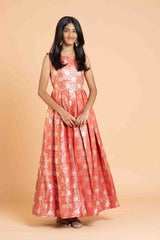 Red Banaras Long Frock