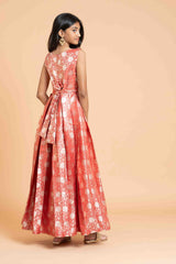 Red Banaras Long Frock