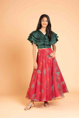 Organza Magic Green Lehenga And Crop Top