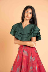 Organza Magic Green Lehenga And Crop Top