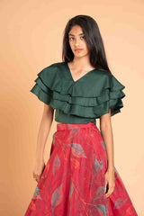 Organza Magic Green Lehenga And Crop Top