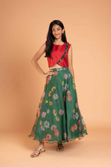 Organza Magic Floral Lehenga And Crop Top