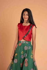 Organza Magic Floral Lehenga And Crop Top