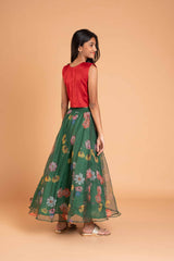 Organza Magic Floral Lehenga And Crop Top