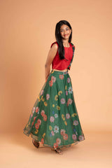 Organza Magic Floral Lehenga And Crop Top