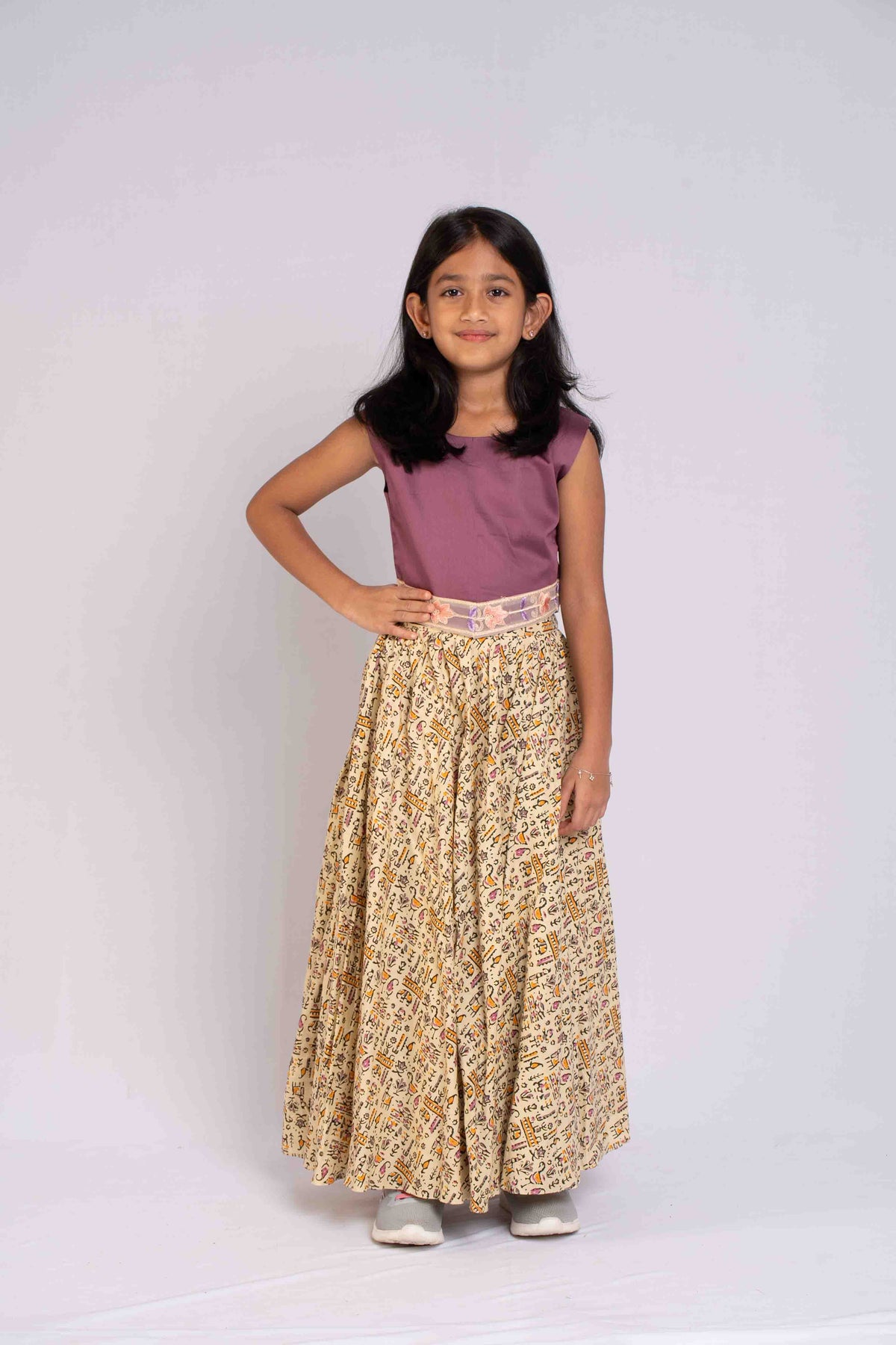 Fusion Style Cotton Crop Top And Lehenga
